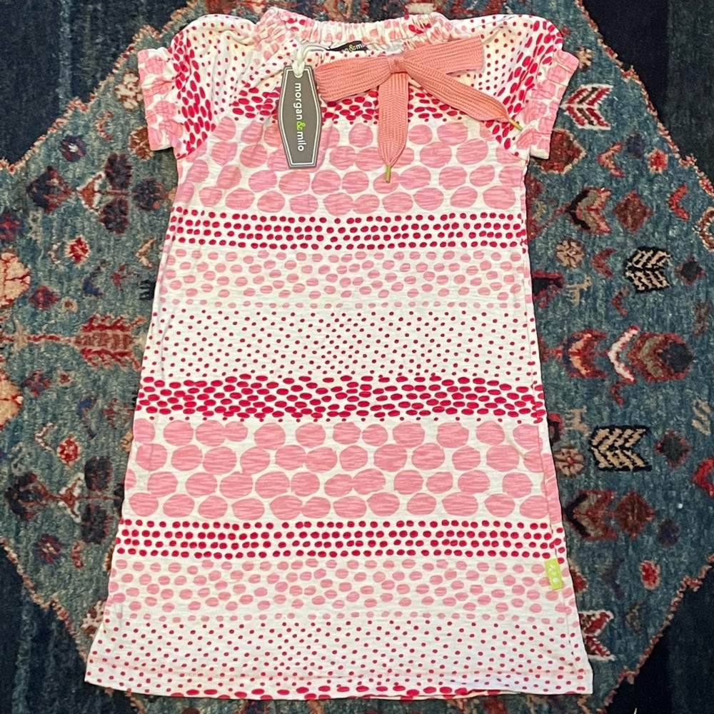 NWT Adorable Morgan & Milo Ruby Shoelace Dress Strawberry Pink Size 6 New w Tags